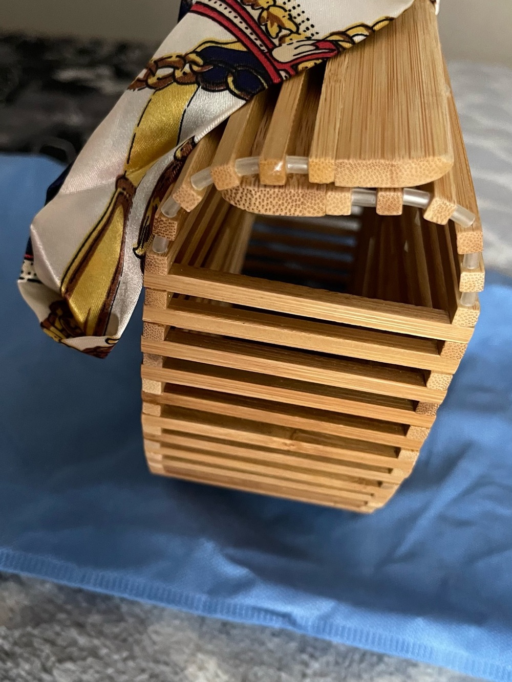 Natural Bamboo Slatted Accent Basket - Neutral